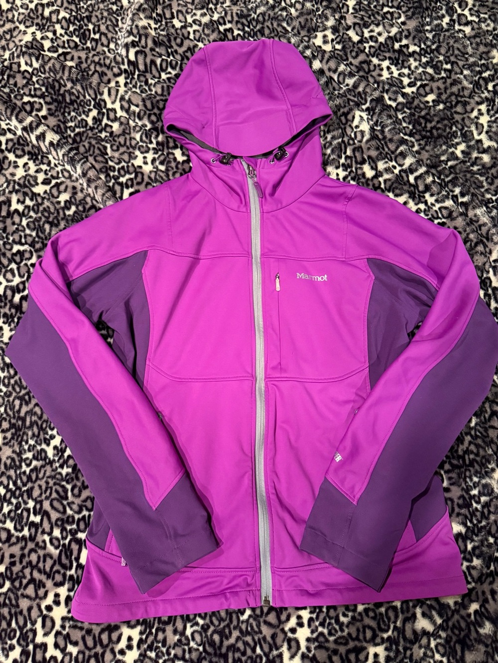 Marmot Women's Two-Tone Magenta & Plum Hooded Softshell Windstopper Jacket
